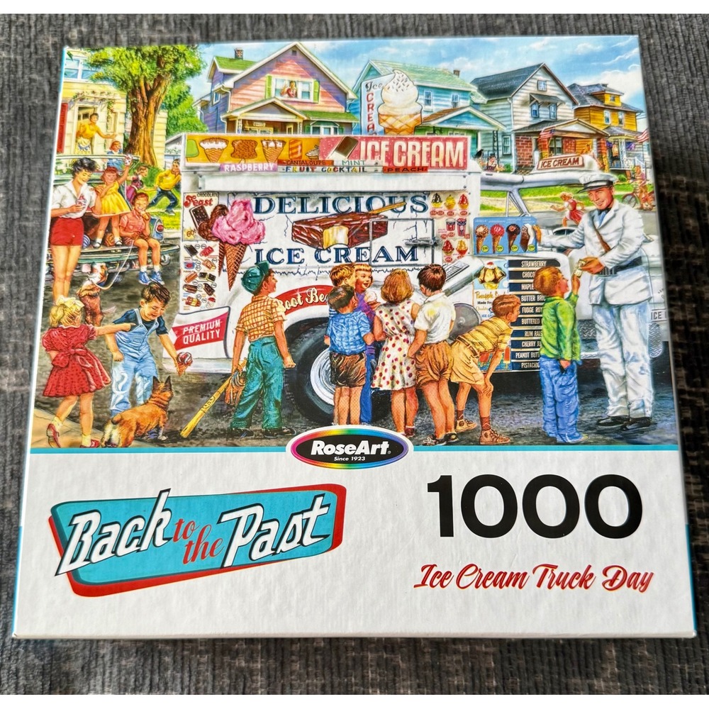 RoseArt Ice Cream Truck Day 1000 Piece Jigsaw Puzzle Nostalgic Americana 6250